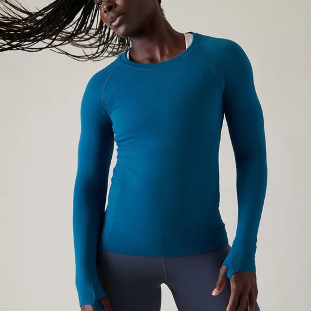 ATHLETA Momentum Seamless Top, Large,  Dark Lapis - worn once